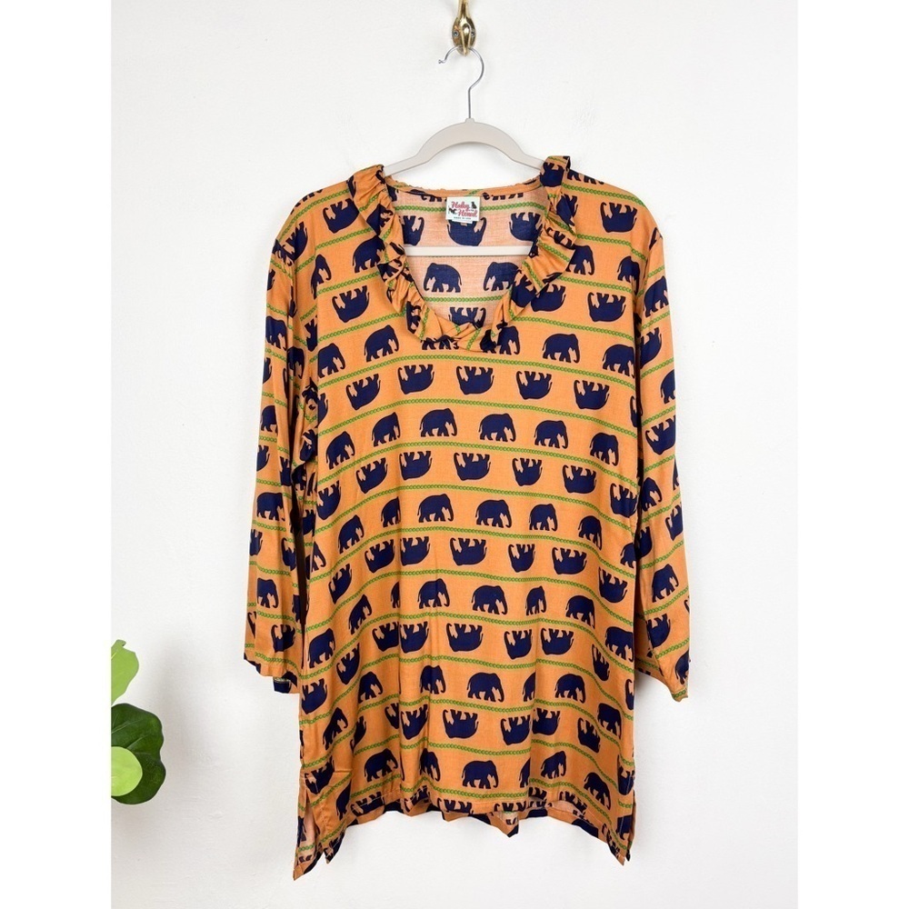 Haley & The Hound Elephant Print Tunic Top Sz XL